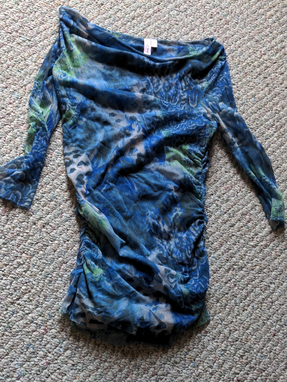 Sweet Pea by Stacy Frati Blue and Green Printed Boatneck Tunic